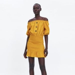 Zara NWT Yellow Off the Shoulder Dress